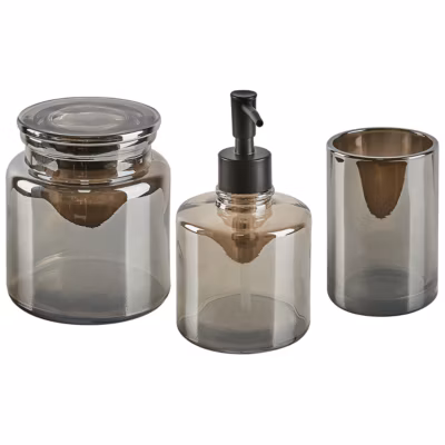 Set de 3 accessoires de salle de bain MANAGUA Verre Gris