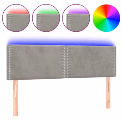 vidaXL Tête de Lit à LED Meuble de Chambre à Coucher Accessoire de Lit Double Tête de Cadre de Lit Intérieur Gris Clair 3121520