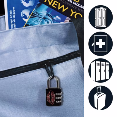 1509EURDKISS Cadenas à Combinaison avec Motif Imprimé, Bouche, 6,2 x 3,2 x 1,4 cm