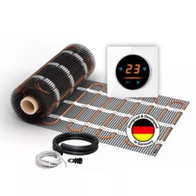 Chauffage au sol électrique WARMON CLASSIC 150 W/m² + Thermostat OKE-25 WiFi Tactile, cadre en verre Garda blanc – 1 m²