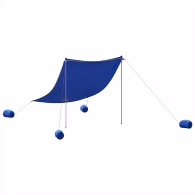 Auvent de plage avec ancres de sable bleu 214×236 cm vidaXL