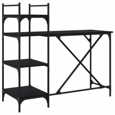 Bureau d&rsquo;ordinateur avec étagères noir 120x47x109 cm vidaXL