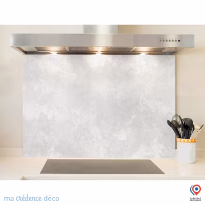 Crédence cuisine fond de hotte Béton ciré – Verre trempé – L 70 cm x H 60 cm – MaCrédenceDéco