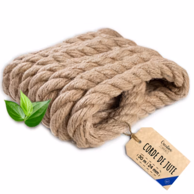 Creative Deco 30m Corde de Jute Epaisseur 24mm – Personnalisation Possible Tous les 5m – Durable – Torsadé en Fibres Naturelles