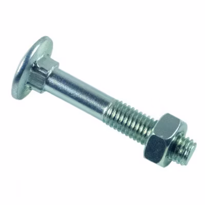 boulon tête ronde collé carré (trcc) zingué – 6 x 100 mm- vendu par 100