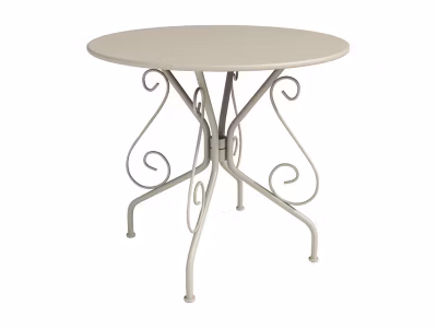 Table de jardin D.80 cm en métal façon fer forgé  – Beige – GUERMANTES de MYLIA