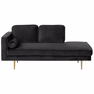 Chaise longue côté gauche MIRAMAS Velours Noir