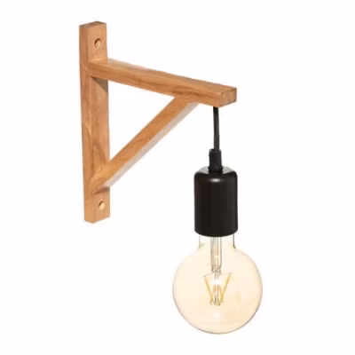 Applique Murale Bois Naturel 22.5cm – SILUMEN – Beige – E27 – IP20