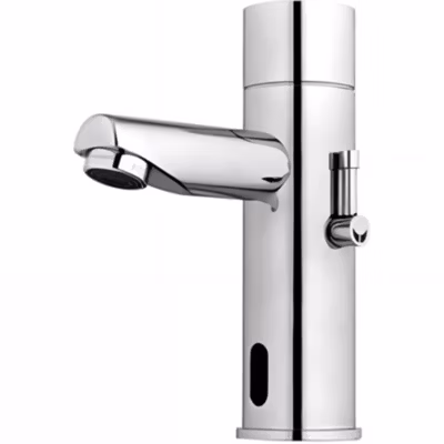 Mitigeur automatique sans contact a détection infrarouge pour lavabo ou vasque SANINDUSA Basic chromé transformateur 9V inclus