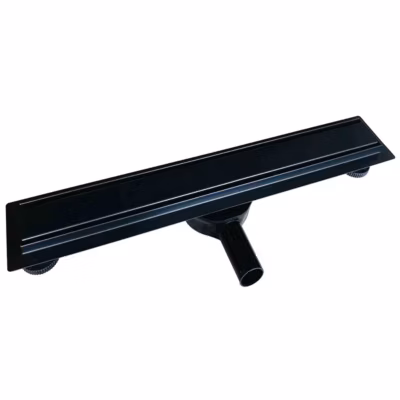 Caniveau de douche en acier inoxydable noir – FlexGTB02 – 8x60x7cm (HxLxP)
