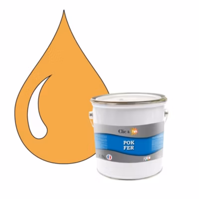 Peinture fer antirouille – Laque extérieure Semi-Brillante POK FER – 2,5L – RAL 1034 – Jaune Pastel