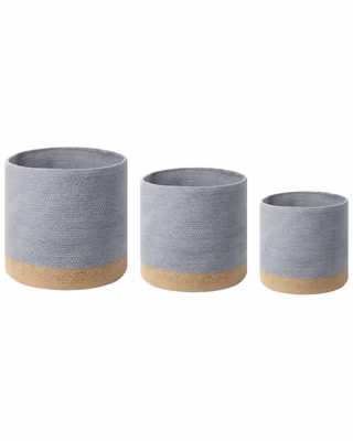 Lot de 3 paniers BASIMA Coton Gris
