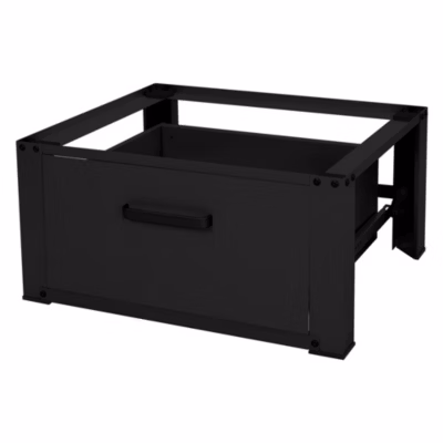 Socle pour machine à laver en acier noir accessoire avec tiroir 63x54x31,5 cm