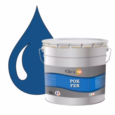 Peinture fer antirouille – Laque extérieure Semi-Brillante POK FER – 10L – RAL 5019 – Bleu Capri