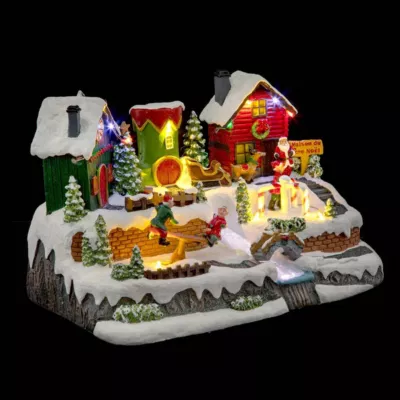 Village lumineux jeux de lutins 13 LED l.31cm musical  – Atmosphera