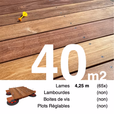 Planches de terrasse bois exotique CUMARU pour 40 m², Longueur 4,25 m.