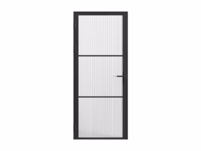 Bloc porte réversible en aluminium et verre texturé – H204 x L93 cm – Noir – MASERU