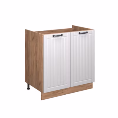 Vicco Meuble bas sous-évier Blanc campagne 80cm , PT Marbre
