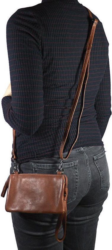 Bear Design Sac à bandoulière / pochette en cuir Alessia – Cognac