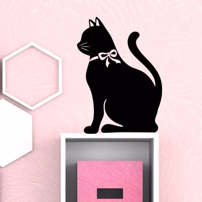 Sticker ardoise tableau noir – stickers muraux adhésif effaçable – CHAT AVEC UN NOEUD – 135x100cm