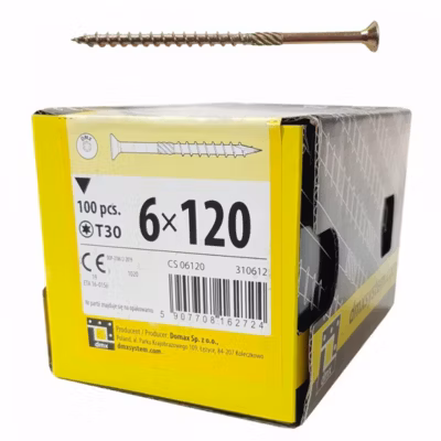 BOITE DE 100 VIS À TÊTE FRAISÉE 6 x 120, EMPREINTE TORX