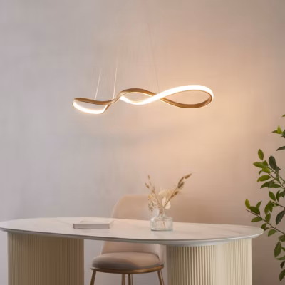 Suspension dorée longue vague LED 80 cm – Marceline