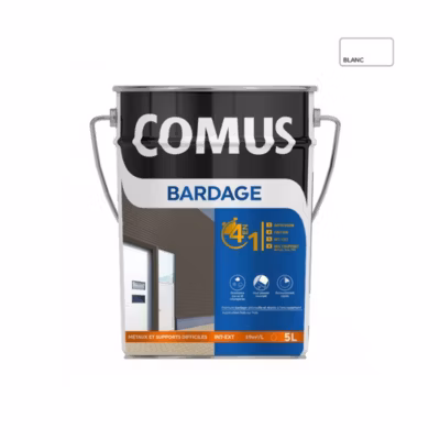 COMUS BARDAGE VELOURS BLANC 5L Peinture 4 en 1 pour rénovation de bardage (primaire et finition)