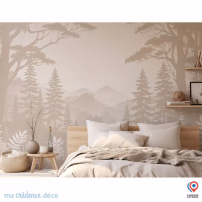 Papier peint Forêt et montagnes – Intissé – 300 cm – 280 cm – MaCrédenceDéco