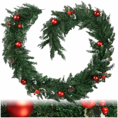 Guirlande de Noël réaliste, 270 cm rouge/vert