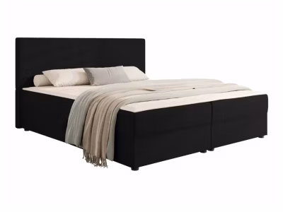 Lit continental Memphis 116, Double, Noir, Tissu, Disponible
