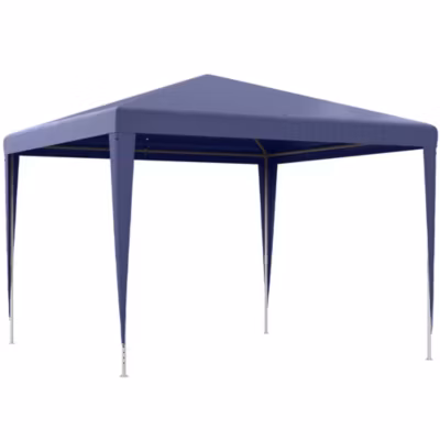 Tonnelle barnum de jardin dim. 2,93L x 2,93l x 2,52H m métal époxy bâche PE haute densité bleu