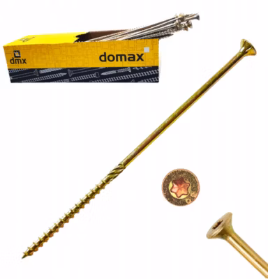 Vis de construction en bois Domax à tête fraisée, zinguée jaune, 8 x 340 mm 50 pcs