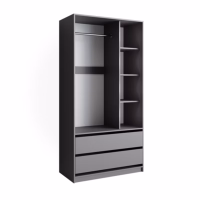 Vicco Armoire pour enfants Anthracite 100x200cm avec 2 tiroirs