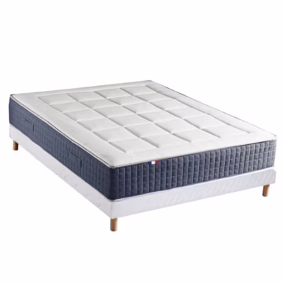 Ensemble matelas ressorts mémoire de forme sommier blanc 160×200
