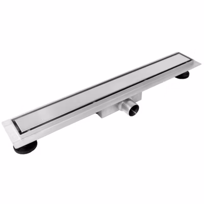 Balneo Caniveau de douche 2 en 1, en Acier Inox 50cm, finition chrome, avec Siphon, Duplex Next