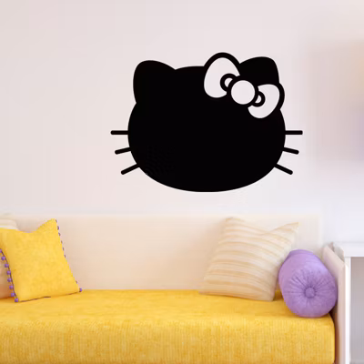 Sticker ardoise tableau noir – stickers muraux adhésif effaçable – CHATON AVEC LE NŒUD PAPILLON – 80x110cm