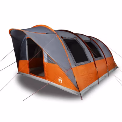 Tente de camping tunnel 5 personnes gris et orange imperméable vidaXL