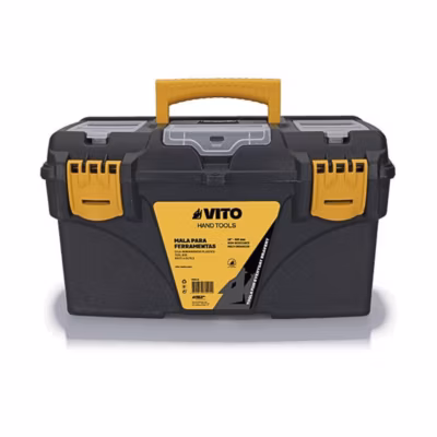 Boite à outils vide 21&Prime; 53.5 x 29.1 x 28 cm – Grande Caisse à outils 3 organiseurs + Porte outils amovible VITO