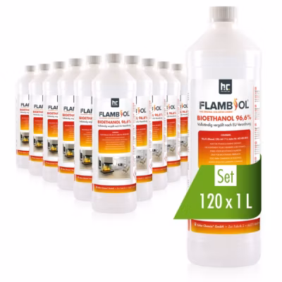 Höfer Chemie Bioéthanol 96,6% Premium 120 x 1 L – Pour Cheminée De Table, Cheminée & Déco De Jardin – Sans Fumée