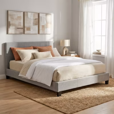 Ensemble Matelas + Lit 140×190 DUBLIN / Gris clair