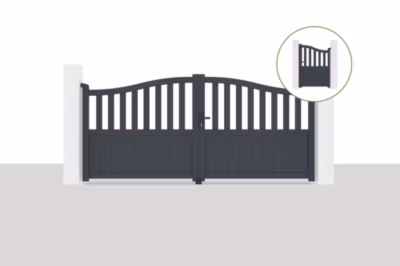 Portail battant 3×1,4m MEIJE + Portillon 1m MEIJE H.1,4m gris