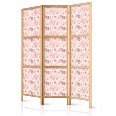 Paravent japonais -Fleurs aux Couleurs ChaudesBlanc