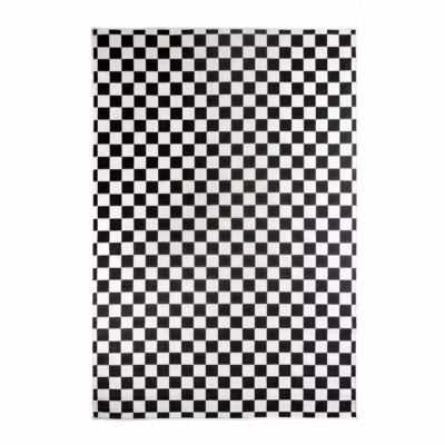 Tapis extérieur, kilim reversible motif damier LYN2 X REVERSIBLE, noir, blanc