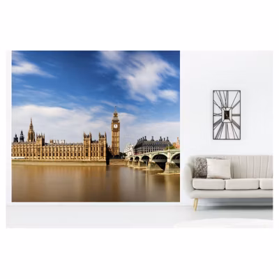 Papier peint intissé WESTMINSTER photo Tamise à Londres 300 x 270 cm (LxH) – Tapisserie panoramique Made in France par Scenolia