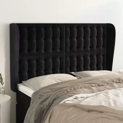 vidaXL Tête de lit avec oreilles Noir 147x23x118-128 cm Velours3118440