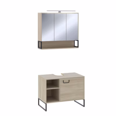 Vicco Meubles bain Chêne/noir 2 pièces