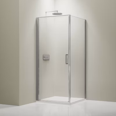 Cabine de douche d&rsquo;angle 100x80x195cm (LxPxH) verre 8mm, 1 porte battante100cm, Profilé chrome – NT416