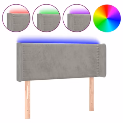 vidaXL Tête de Lit à LED Meuble de Chambre à Coucher Accessoire de Lit Simple Tête de Cadre de Lit Intérieur Gris Clair 3123126