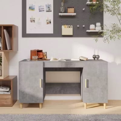 vidaXL Bureau Gris béton 140x50x75 cm Bois d&rsquo;ingénierie 812766