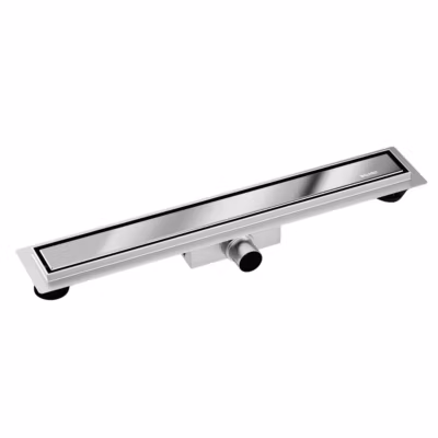 Balneo Caniveau de douche 2 en 1, en Acier Inox 100cm, finition miroir chrome, avec Siphon, Duplex Next